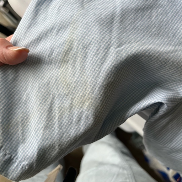 Petit Ami 6 month  blue gingham romper with Peter Pan collared shirt - Picture 2 of 8